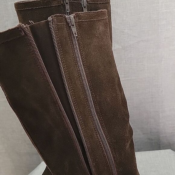 Aerosoles 2015 Front Kick Tall Brown Suede Leather Wedge Heel Boot, Women's 7.5 - Picture 10 of 11